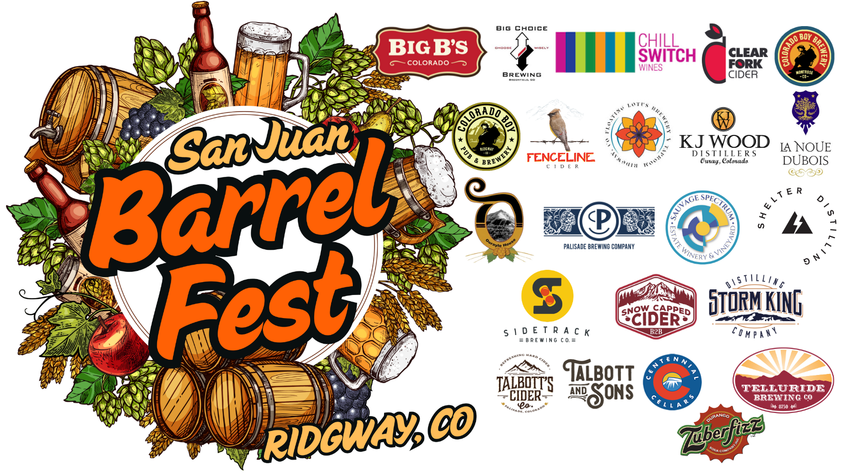 Logo for San Juan Barrel Fest, featuring 21 crafter logos highlighting the artisans who will be part of the event